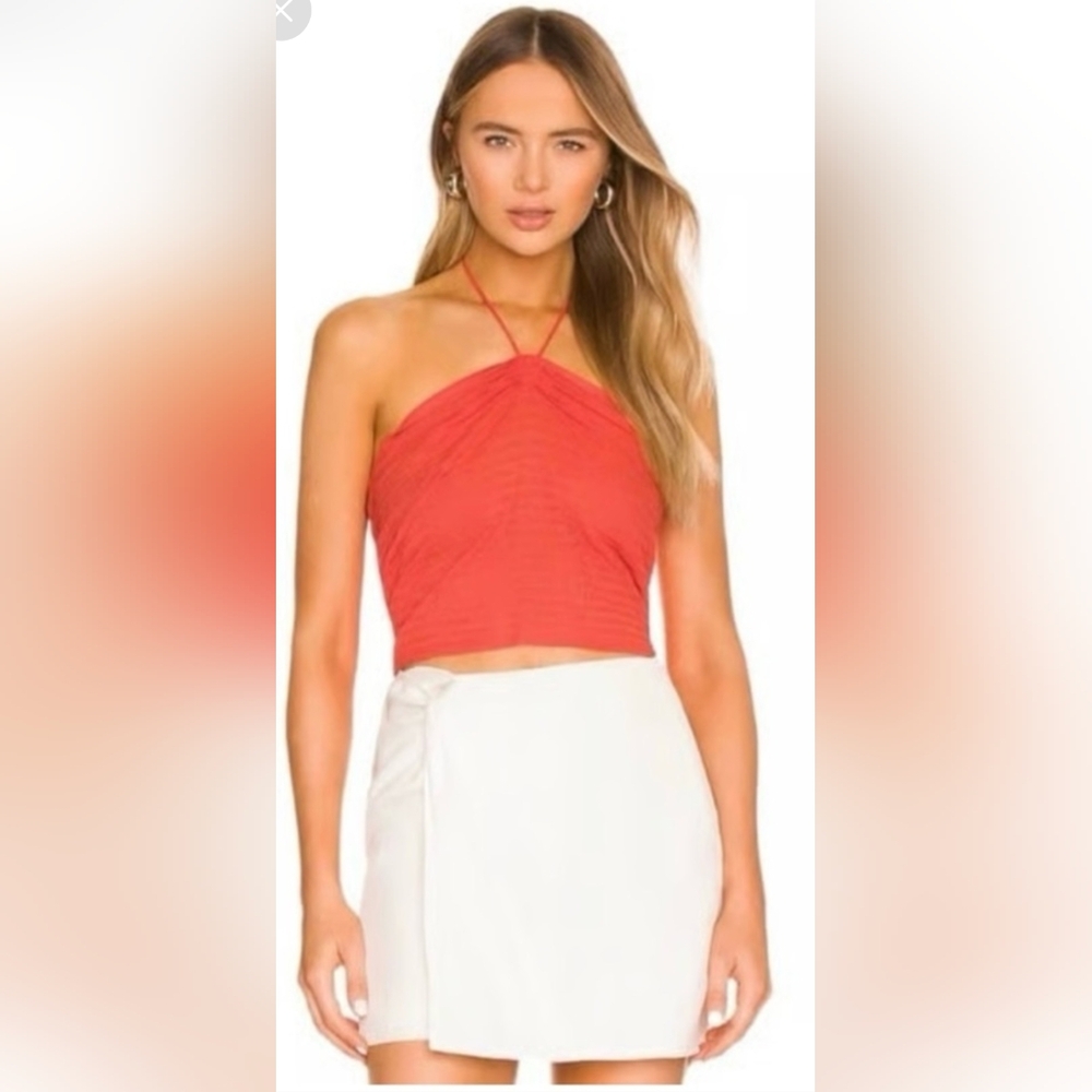 525 America Revolve Tube Halter Top in Papaya Orange Womens Medium Large NWT